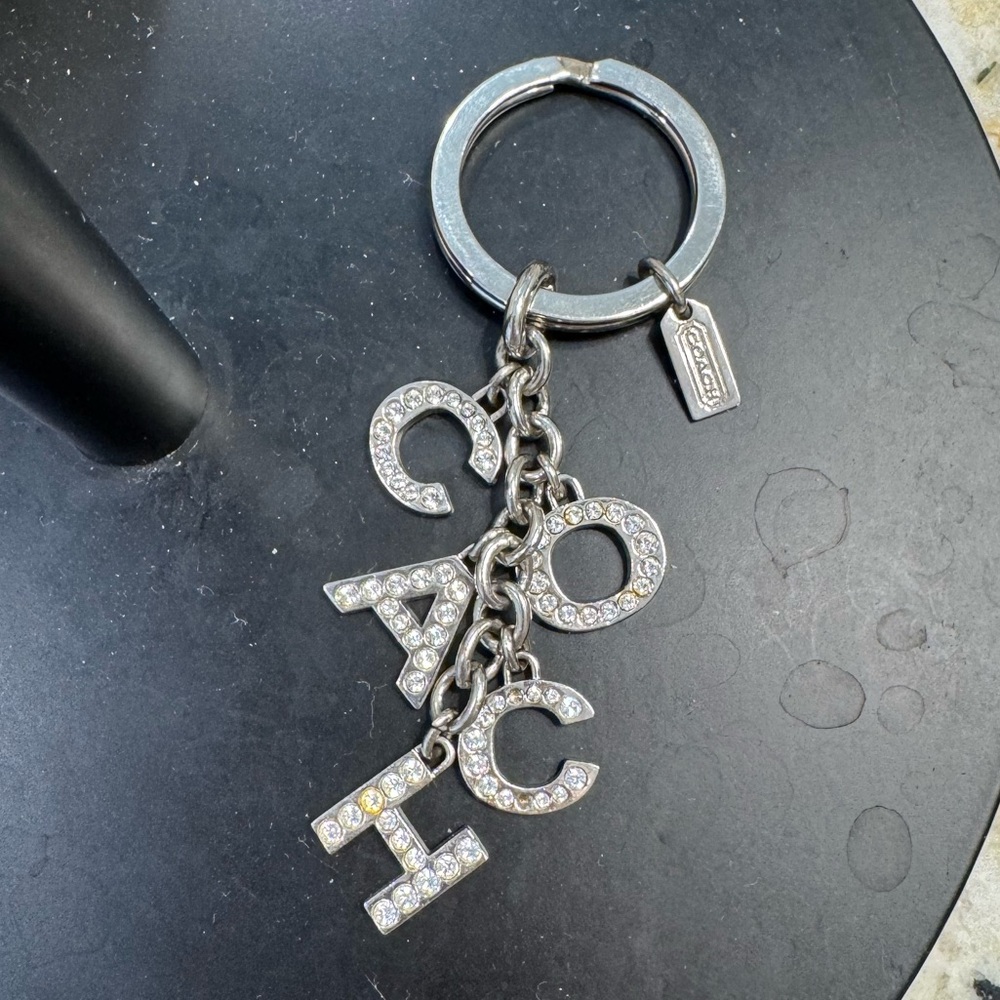 Coach Silver Rhinestone Keychain